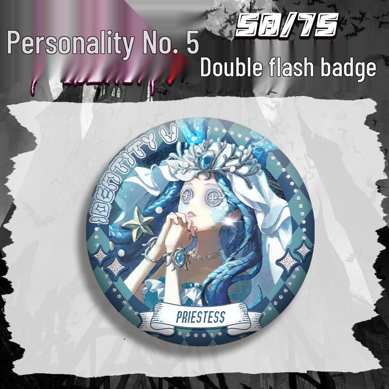 Identity V Little Girl Anime Badge with Silver Glitter Guts Joseph Pendant