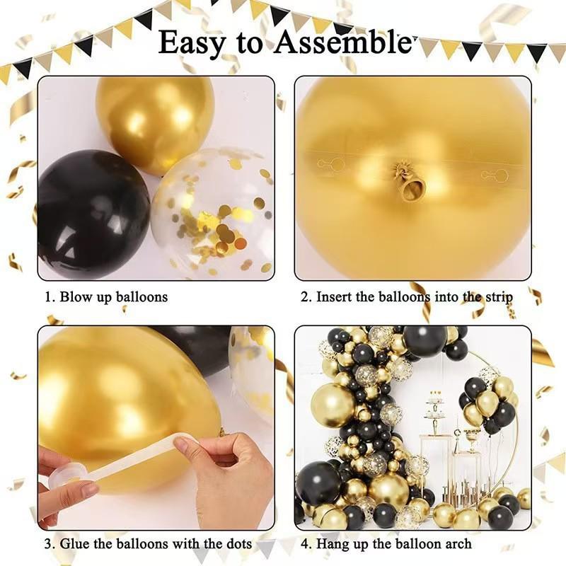 Black Gold Series Balloon Set for Birthday Party Decoration