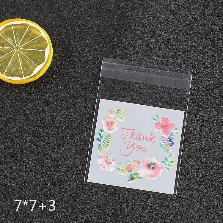 100Pcs Plastic Bags Thank You Cookie&Candy Bag Self-Adhesive for Wedding Birthday Party Gift Bag Bis