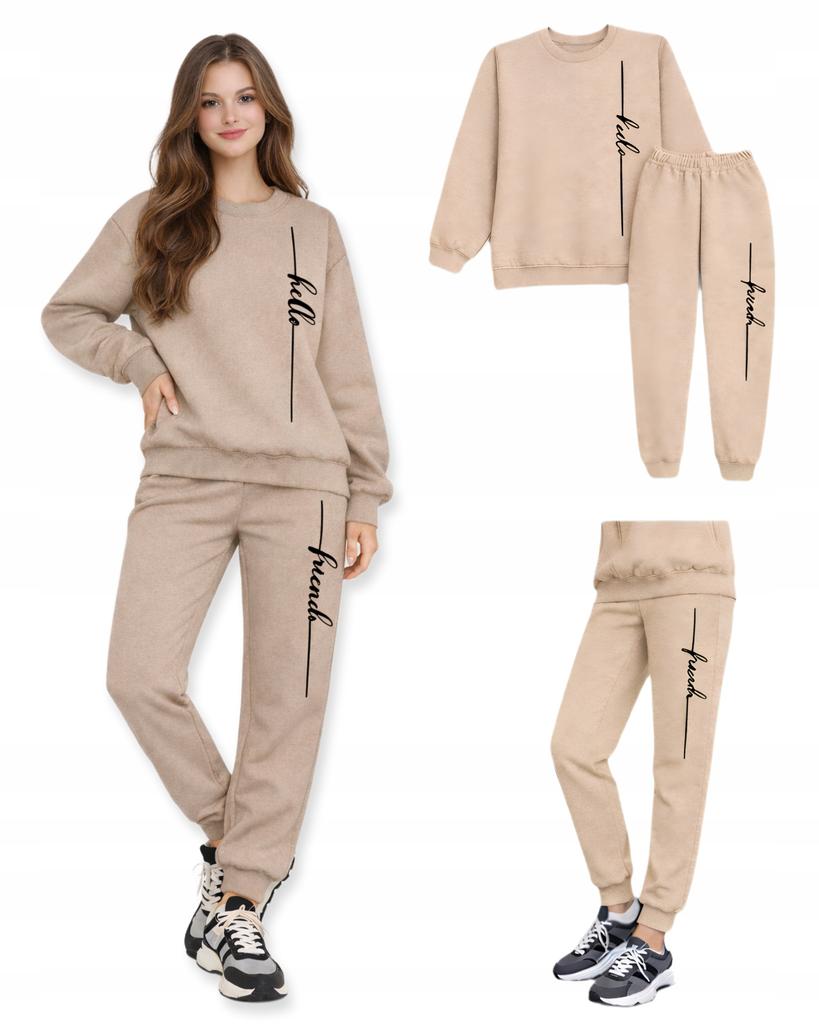 Women' Tracksuit Set Youth Warm Fluff Tracksuit Polish Product Beige