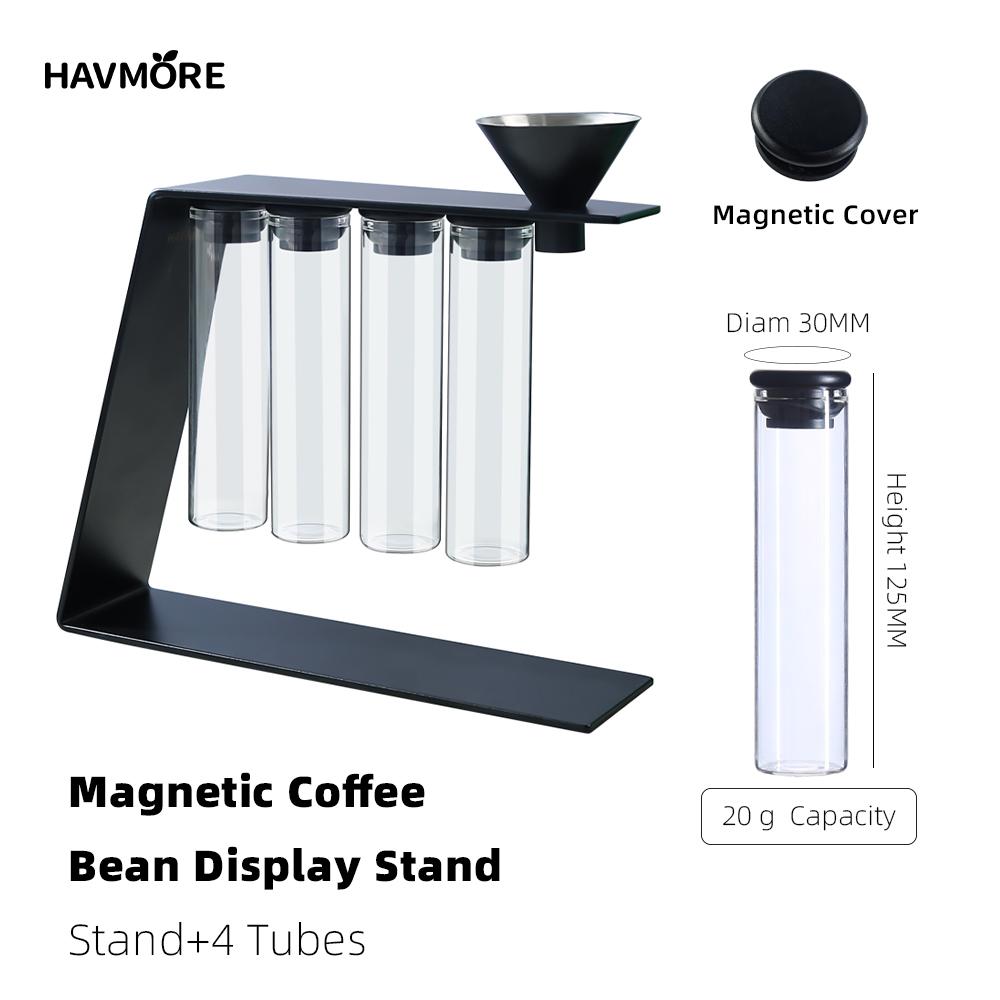 Havmore Wooden Holder 12 Testing Tubes Single Dose Coffee Bean Glass Container Wooden Stand Coffee Beans Storage Tubes 3