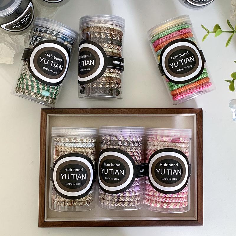 15pcs/set Hair Ties Cans Packaging Braided Twisted Elastic Hair Band Durable High Elasticity Rubber Bands Women Hair Accessories