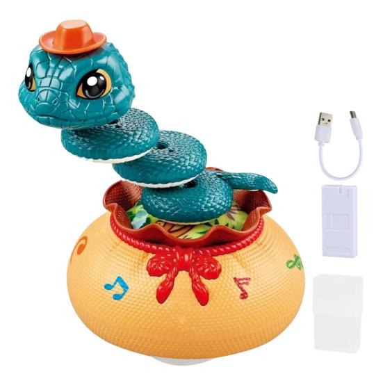 

Электрическая извивающаяся игрушка-змея со светом, музыкой, автоматическим обходом препятствий, перезаряжаемая от USB, для малышей, мальчиков, девочек, развивающая, тканевая сумка, игрушка-змея, машинка зелёный