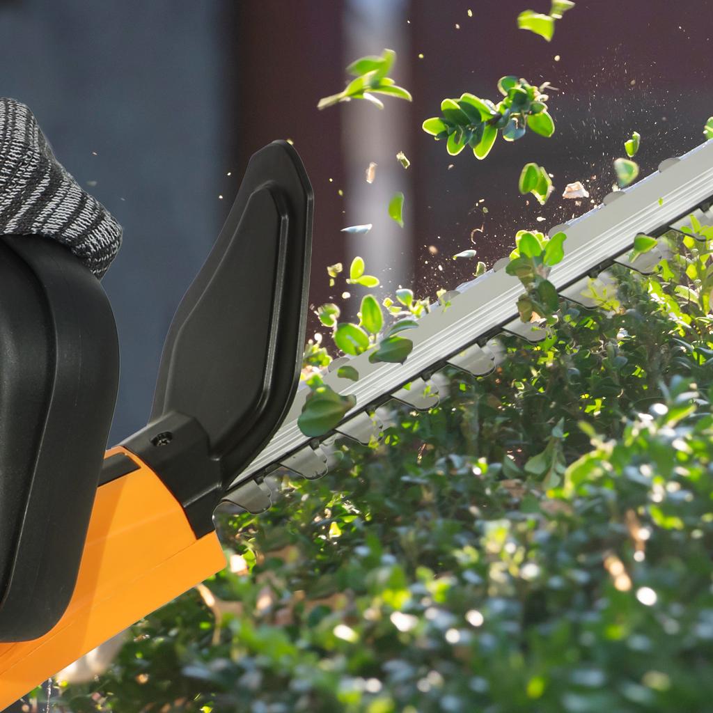 20" Cordless Hedge Trimmer, 18V Electric Hedge Cutter with 51cm Dual Action Blade, 2 x 4000mAh Batteries and Brushless Motor for Garden Branches