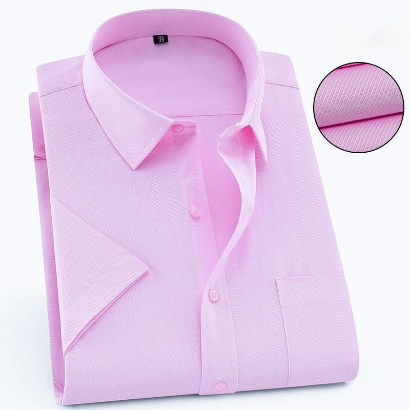 

Men s Short Sleeve Shirt Business Casual Classic Plaid Striped Checked Male Social Dress Shirts Purple Blue Beach Quality Shirts S