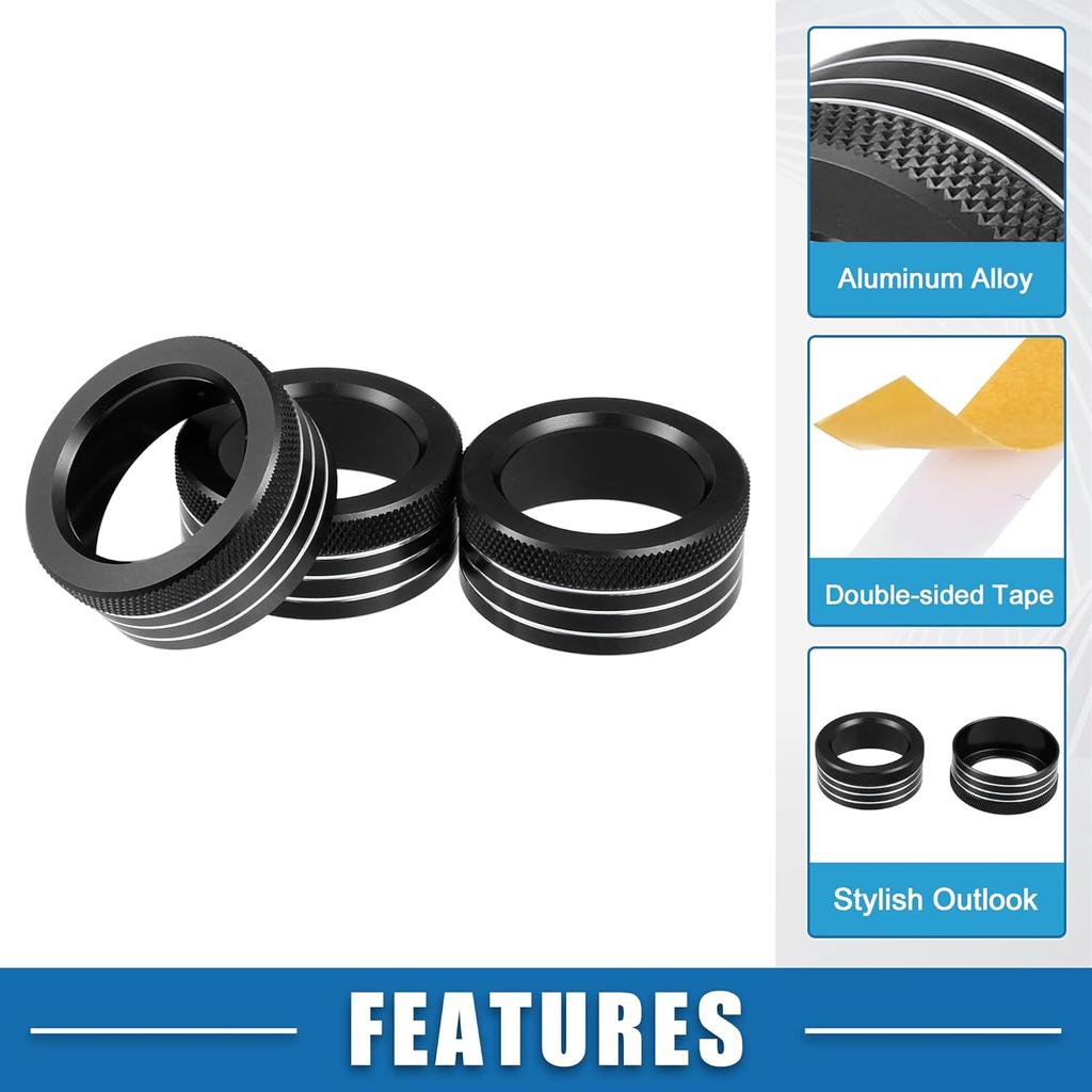 Car Console AC Audio Volume Knob Ring Cover for Subaru BRZ for Toyota 86 2013-2020 Black (Set of 3)