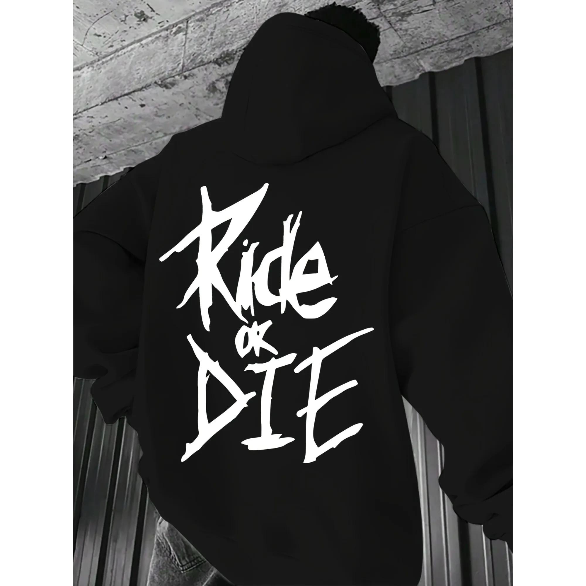 

Мужская толстовка с принтом Ride or Die , свитшот-пуловер для взрослых, уличный повседневный, удобный, с длинным рукавом, в стиле хип-хоп S
