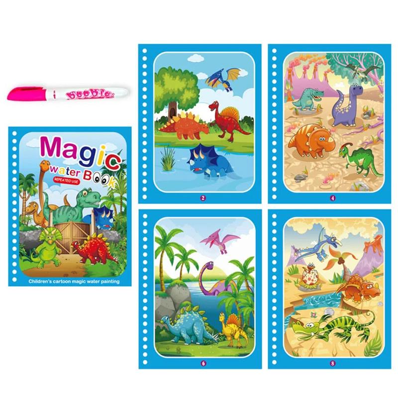 Non-Toxic Children Early Education Toys Magical Book With Pen Water Drawing Montessori Toys Gift Reusable Coloring Book Magic Drawing Book