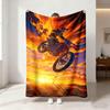 1 Piece Graffiti Style Street Motorcycle Printed Flannel Blanket Multiple Sizes Soft Comfortable Gift Blanket, Machine Washable