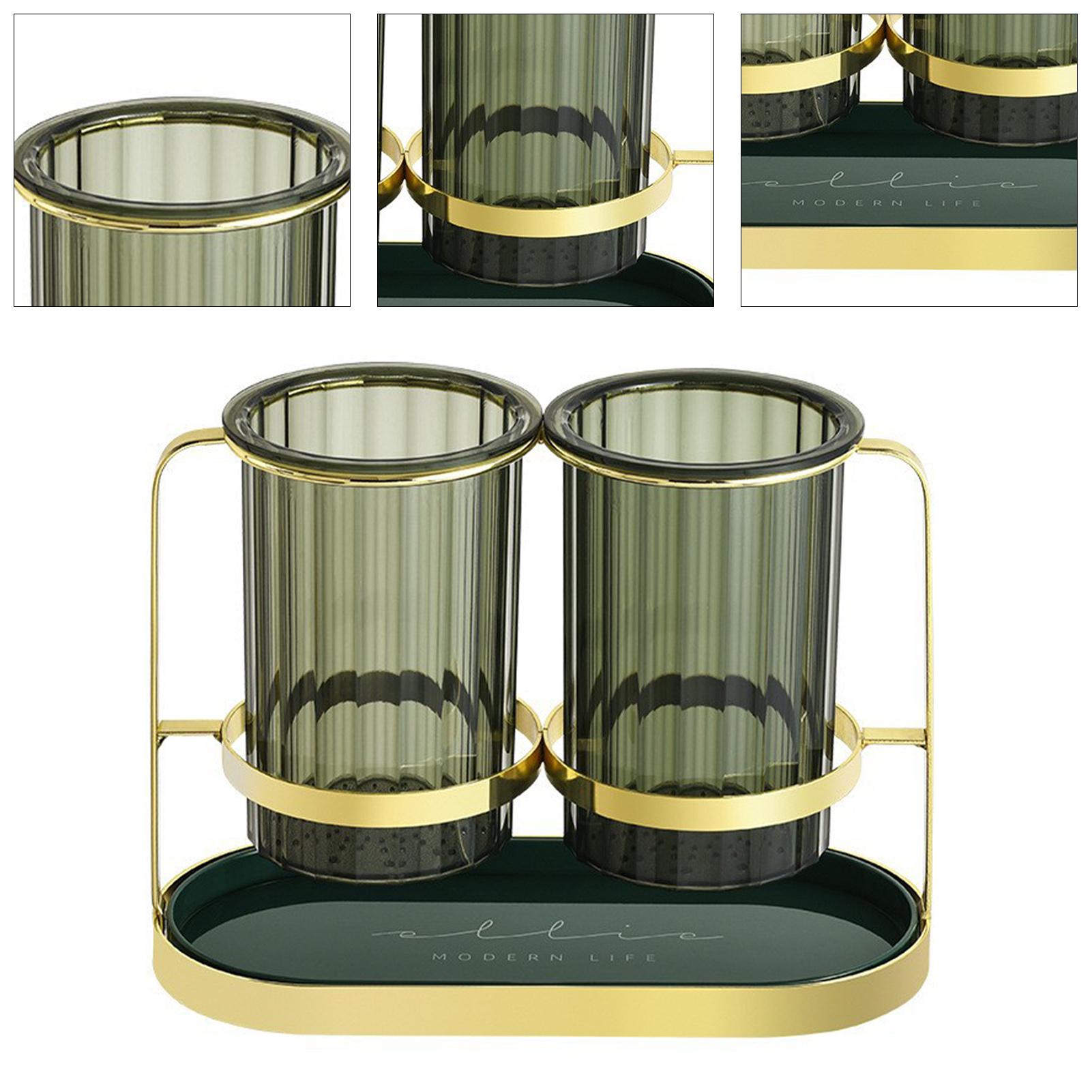 Chopsticks Drying Holder Iron PET Transparent Chopsticks Drying Caddy for Spoons Kitchen Green Gold