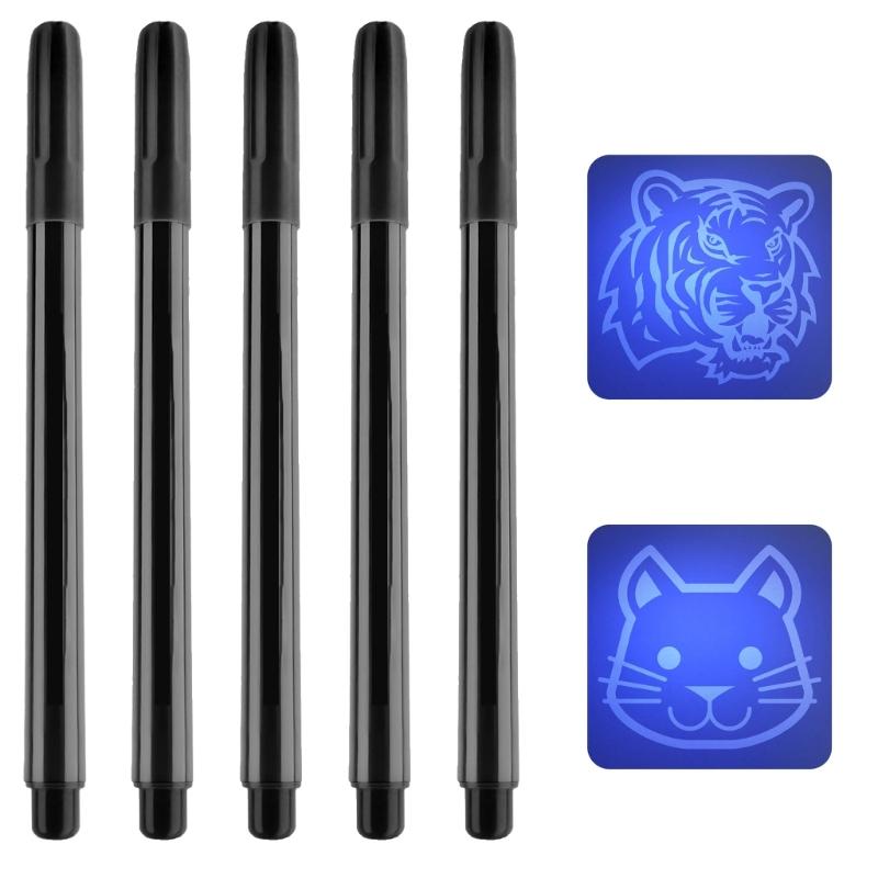5 Pieces Invisible Fluorescent Pens Magic Secret Message Pens Invisible Ink Pen Party Gift Bag Filler for Birthday Party