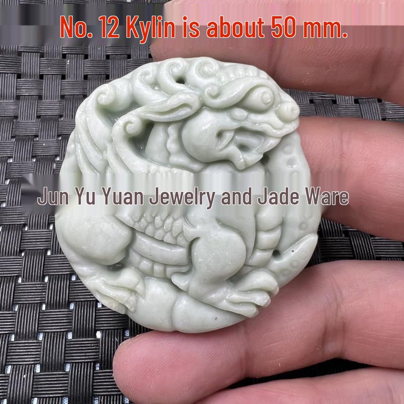 Guizhou Green Dragon Jade Pendant: Zodiac Buddha, Qilin Pixiu Talisman, Landscape and Abundance Designs
