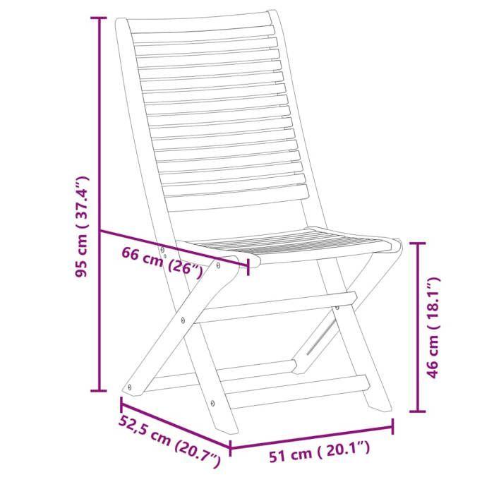 VidaXL Folding Garden Chairs Set of 2 Solid Acacia Wood, Garden Chair, Outdoor Seat, Outdoor Chair, 367696