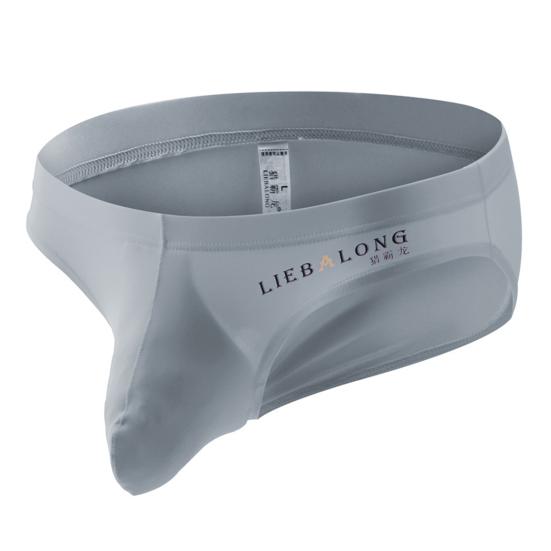 Men Briefs Low Waist U-Convex Wrap Bag Panties Solid Color Ice Silk Smooth Seamless Sexy Underwear