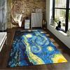 Starry Night-Inspired Art Rug suitable as a non-slip mat for the living room or bedroom sofa