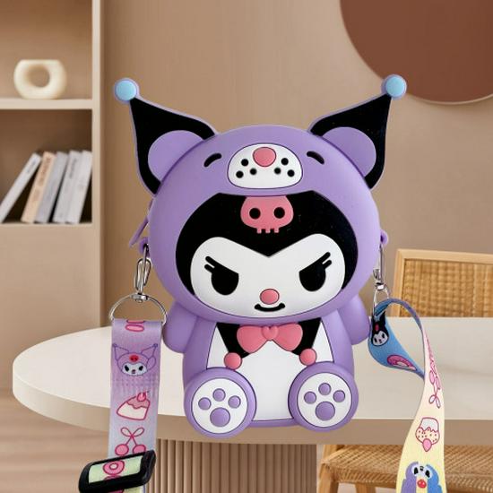 Kuromi & My Melody Cute Silicone Crossbody Bag - Fashionable Children's Coin Purse & Women's Storage Bag