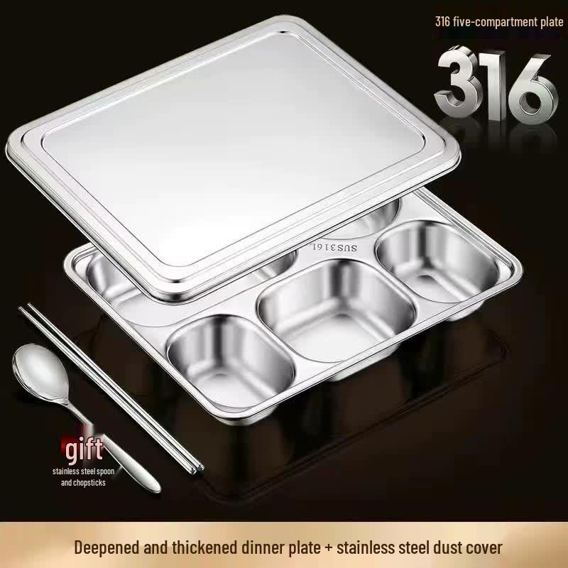 HANDUNYOU Stainless Steel Divided Dinner Plate