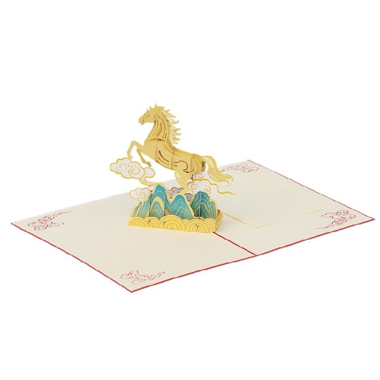 

Artistic Handcrafted 3D Greeting Card With Horse Figure Handmade Gifts Card for Holiday and Business Event