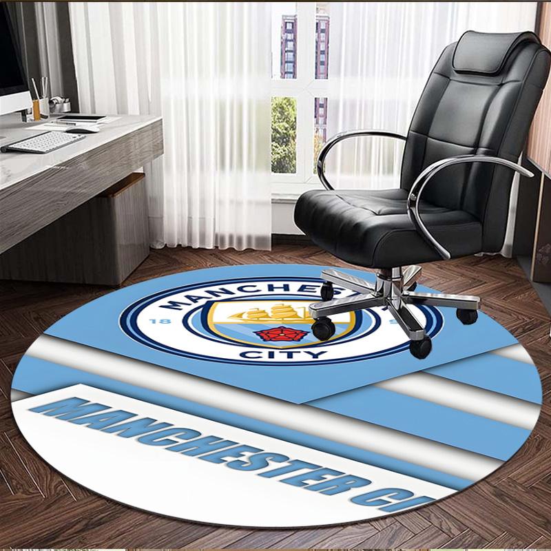 Manchester City FC Print Round Rug, Washable Floor Carpet, For Entryway Dorm Laundry Room Office Study, Home Decor Birthday Christmas Gift
