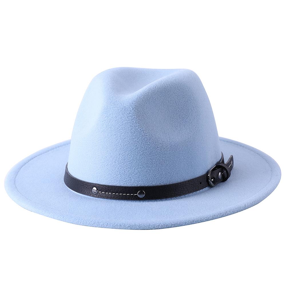 1Pc Fashion Wool Fedora Hat Men Autumn Winter Wide Brim Jazz Cap Imitation Woolen Women Church Felt British Hat