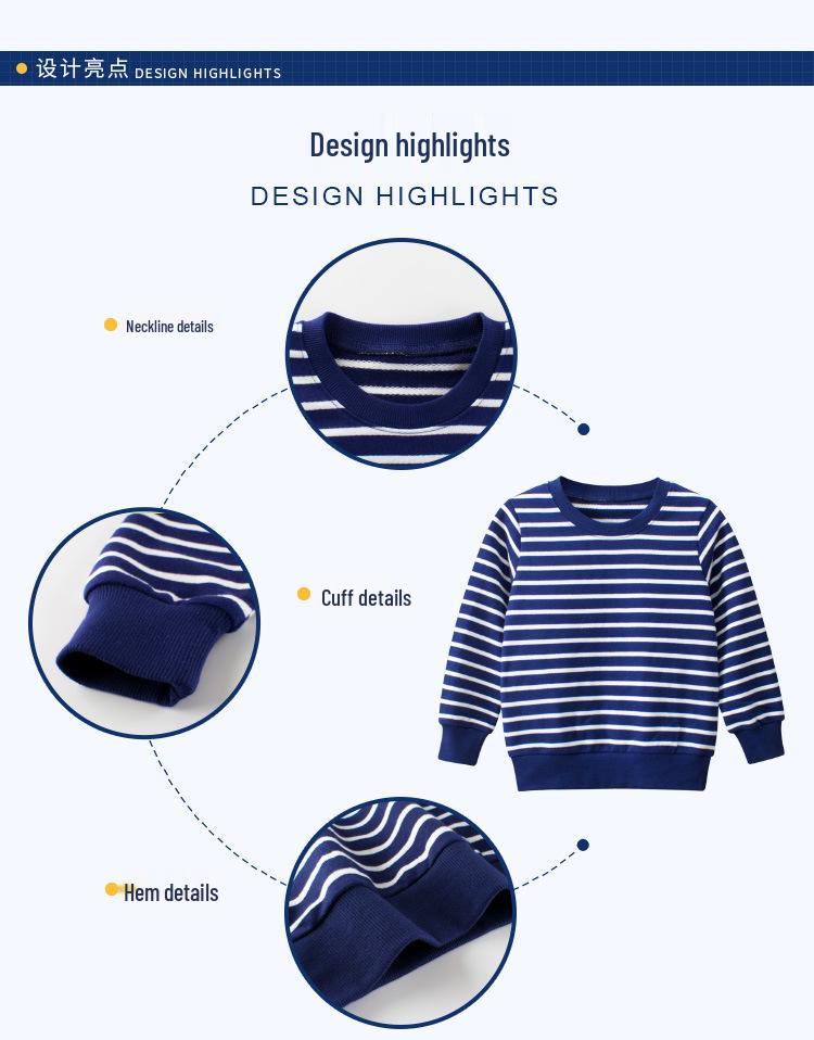 27kids Gestreiftes Herbst 2024 Kinder-Sweatshirt - Einteilige Babykleidung