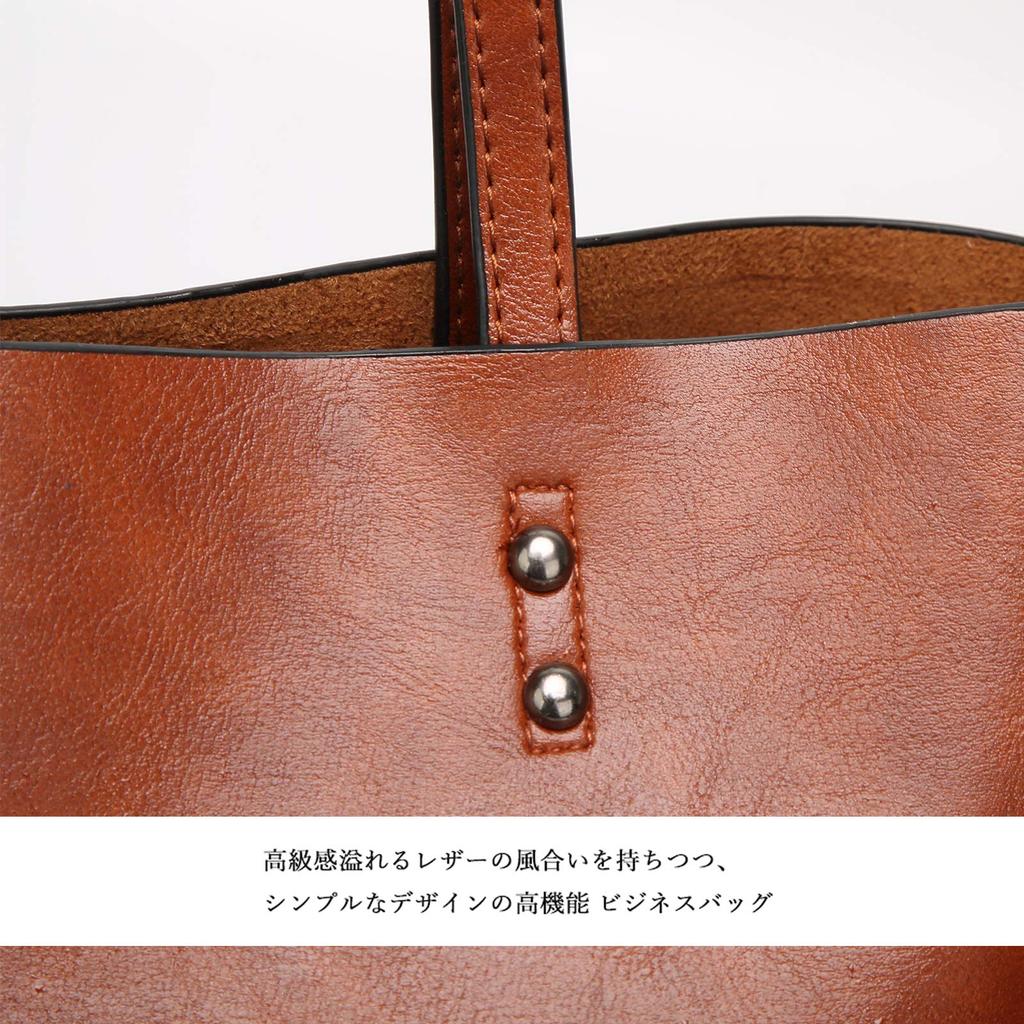 TsujiYa Tote Business Large Fits A4 Vintage PU Black Bag, Bag, Freestanding, Capacity, Size, Multi-Carry, Style, Material, Water-Repellent, Unisex,