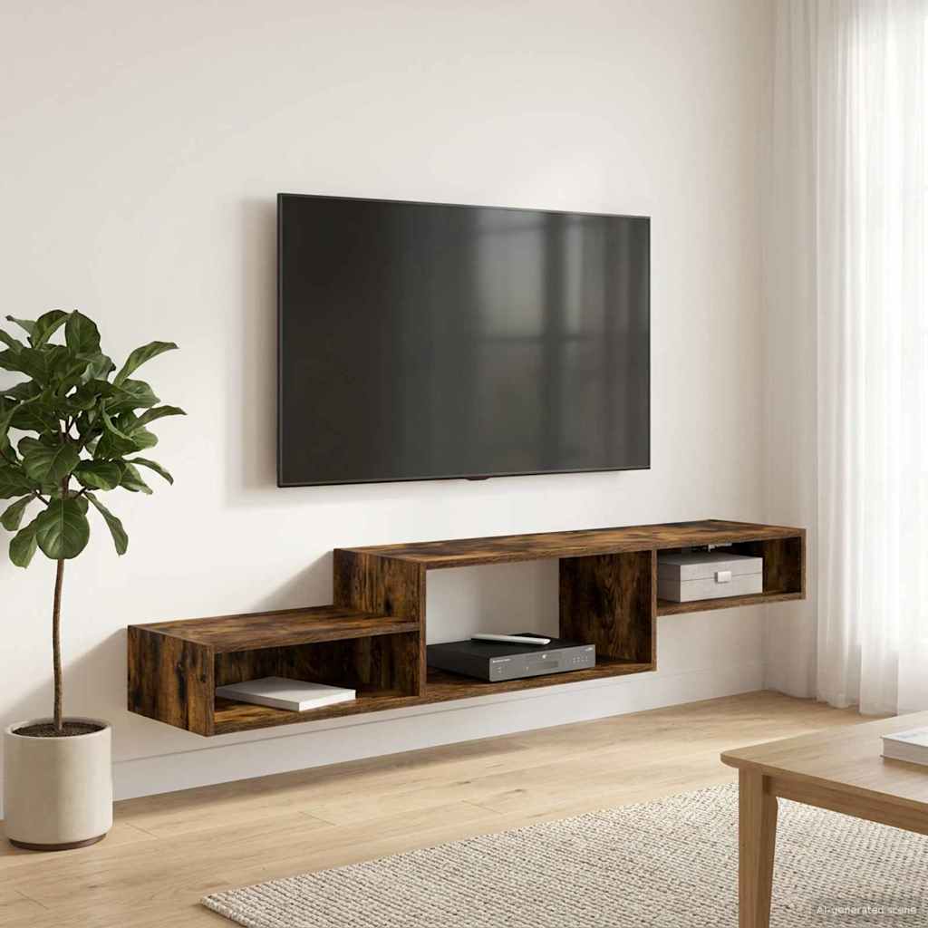 Wall Mounted TV Cabinet Wall Bracket Smoked Oak