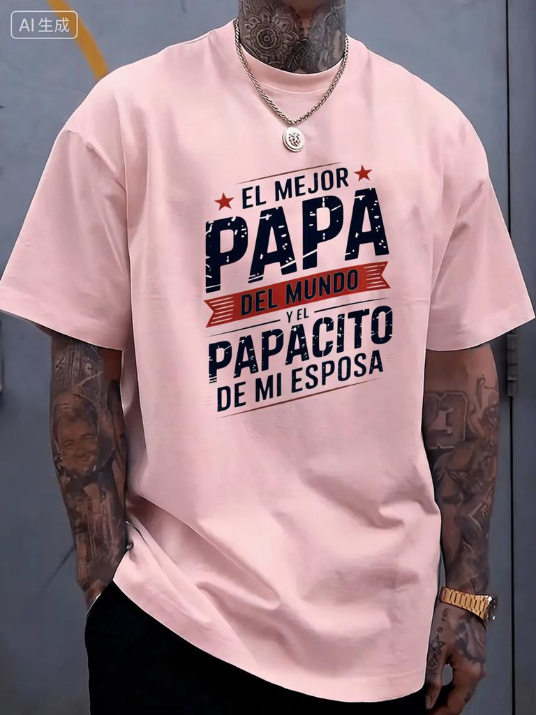 Summer Fathers Day Gift A Unisexs Casual TShirt In Black With The Spanish Inscription The Best Dad In The World Printed On It