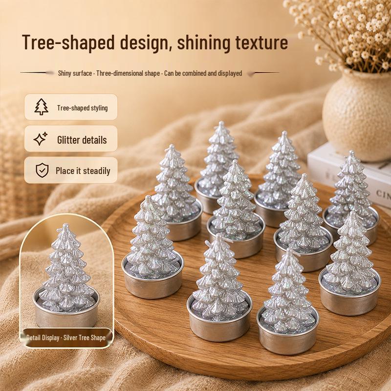 3D Glitter Christmas Tree Smokeless Candle for Party Table Decoration