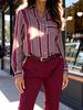 Herbstliches Temperament elegantes Pendler-Stil Langarmhemd Europäischer und Amerikanischer Druck D-Effekt Polyestergewebe