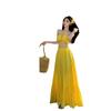 Dopamine Hollow Cross Strap Pleated Tube Top Small Vest Top Set Dress Big Pendulum Vacation Skirt