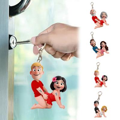 Personalized Couple Keychain - Gifts For Couple Funny Boyfriend Girlfriend Husband Wife Anniversary Valentine Day Gag Present Key Ring,2D,