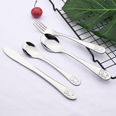 4Pcs Cute Tableware Set Cartoon Stainless Steel Dinnerware Cutlery Food Feeding Knife Spoon Fork Flatware Set