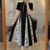 Summer large size new Chinese retro improved cheongsam skirt fat mm black and white contrasting colors gentle national style temperament dress