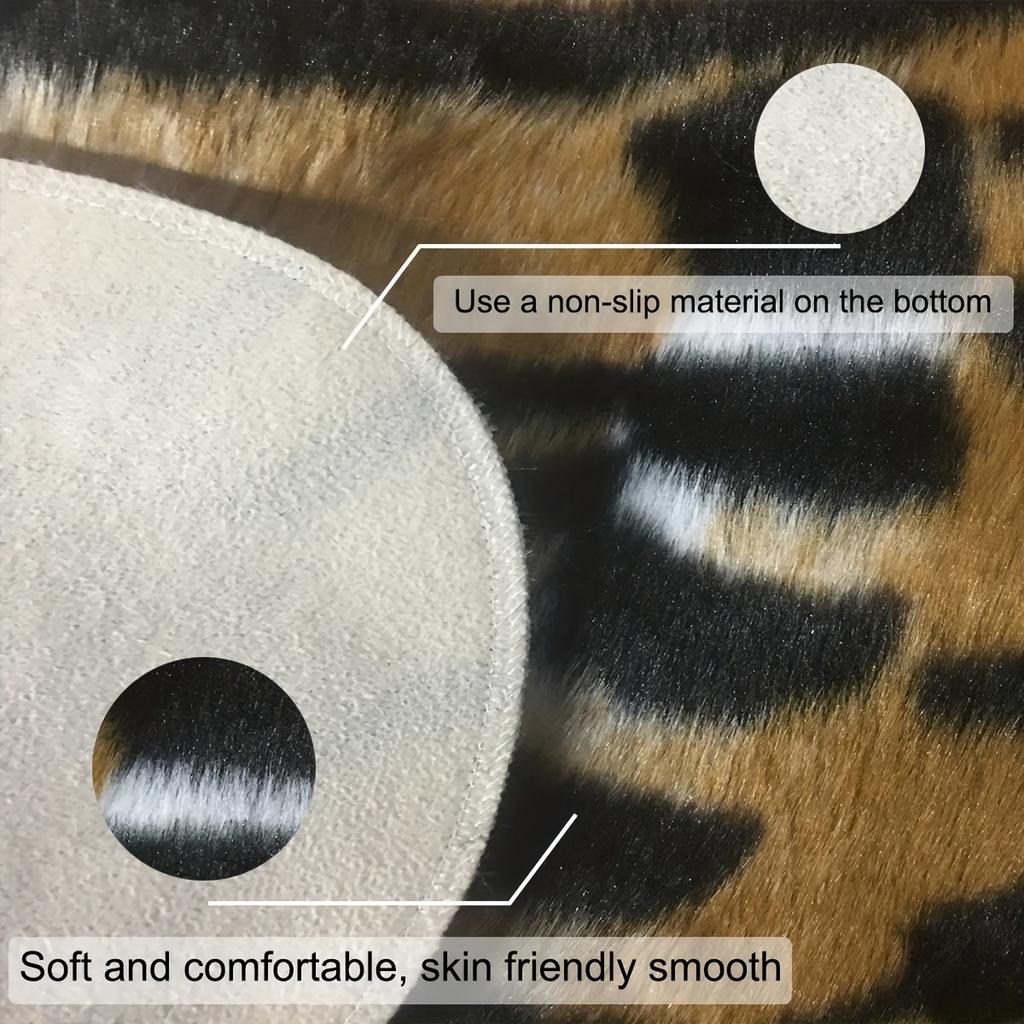 1pc Tiger Print Rug Faux Tiger Fur Non-Slip Mat Area Rug For Home Decor Animal Print Rug Carpet