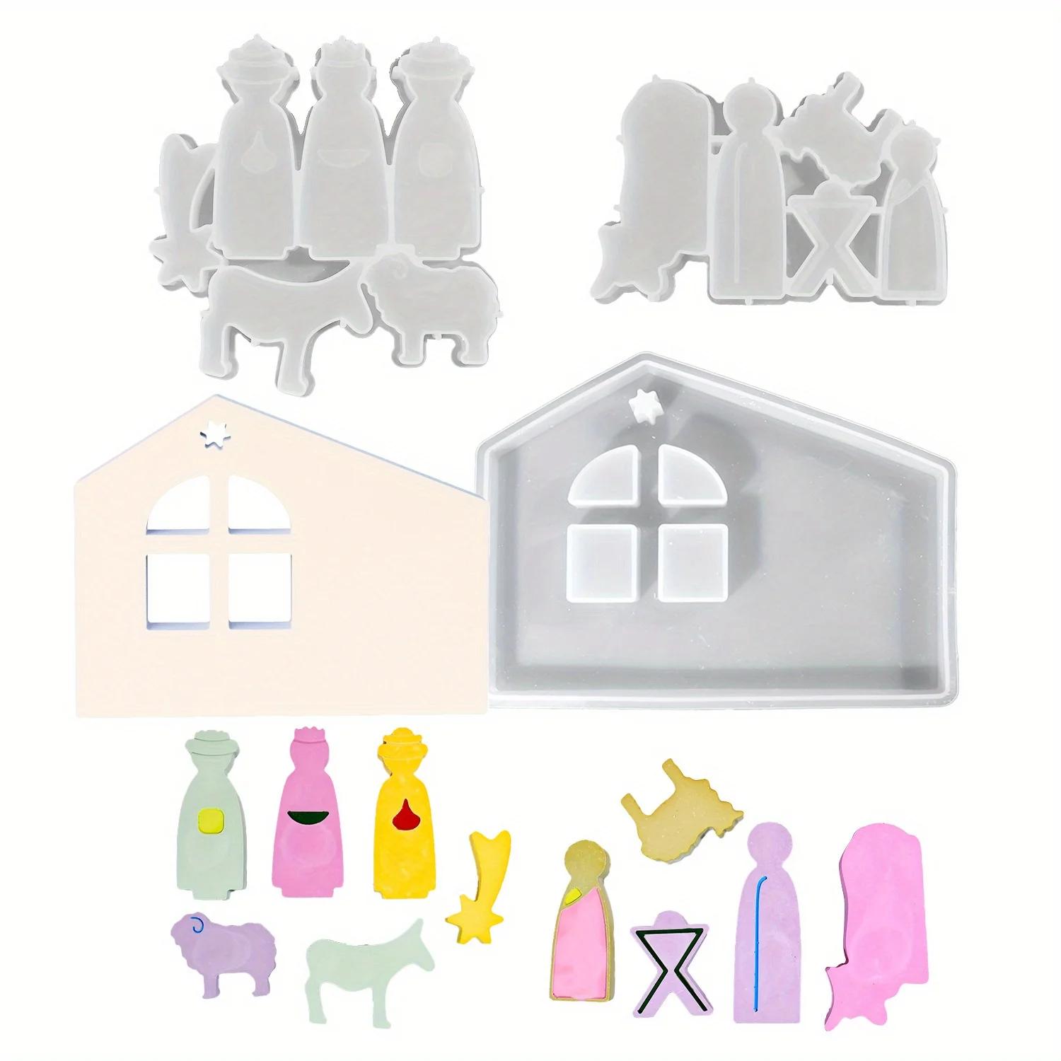 Resin Casting Molds Abstract Character Prayer Ornament Epoxy Mold DIY A Family Display Mould Handmade Gypsum Plaster Candle Mold