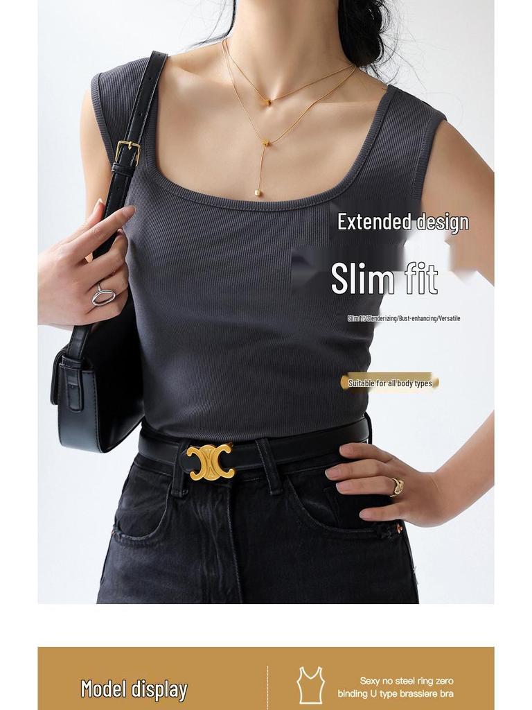 Dámský letní top bez rukávů se čtvercovým výstřihem - Volné, všestranné a lehké tílko