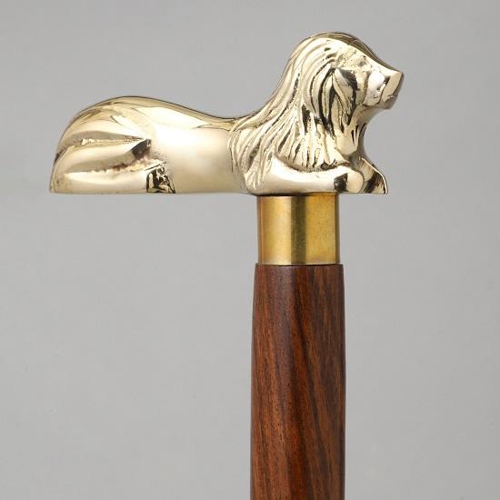 Prémium Kézzel Készített Fa Séta Bot Férfiaknak és Nőknek Gyönyörű Ezüst Oroszlánfej Arany Oroszlánfej