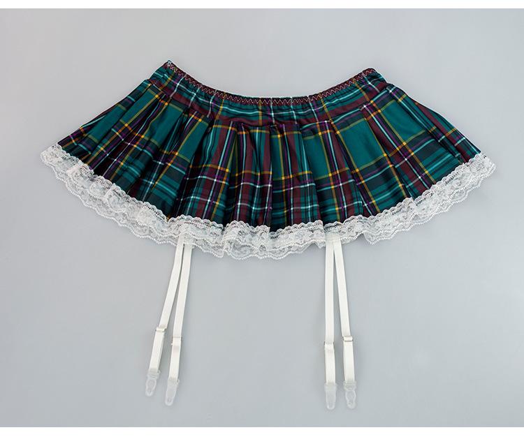 European & American Sexy Lingerie: Plaid Mini Skirt Role-Play Set