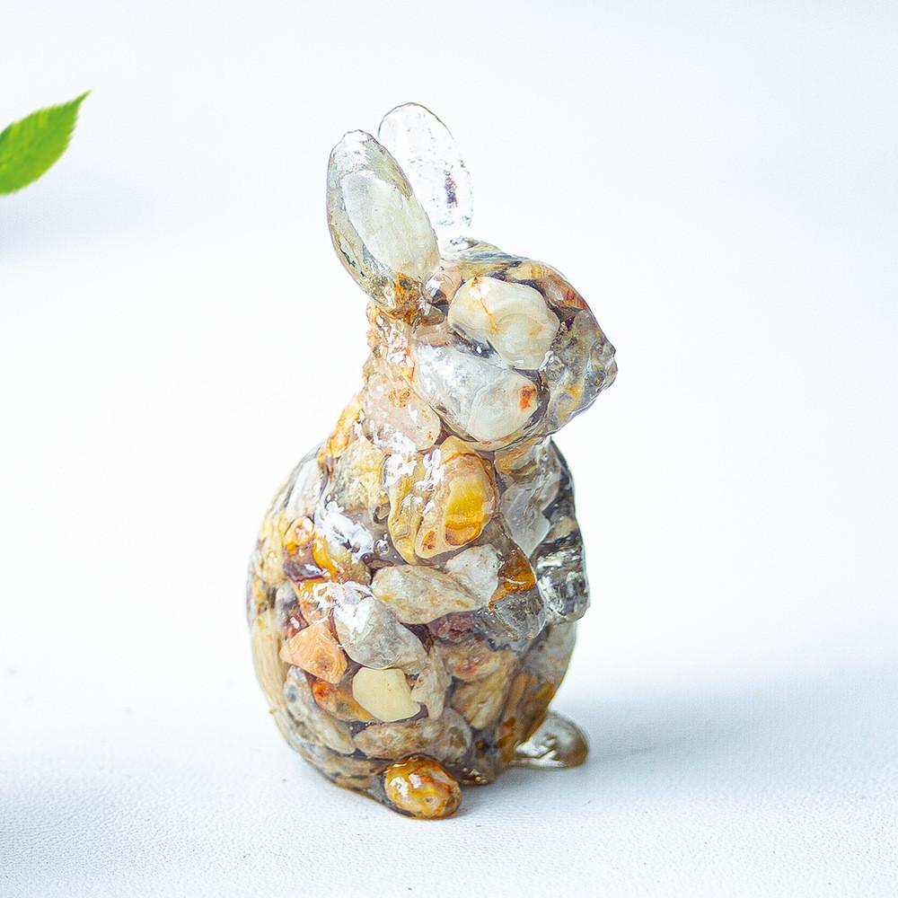 Resin Crystal Standing Bunny Decor For Home Office Gift Collectible