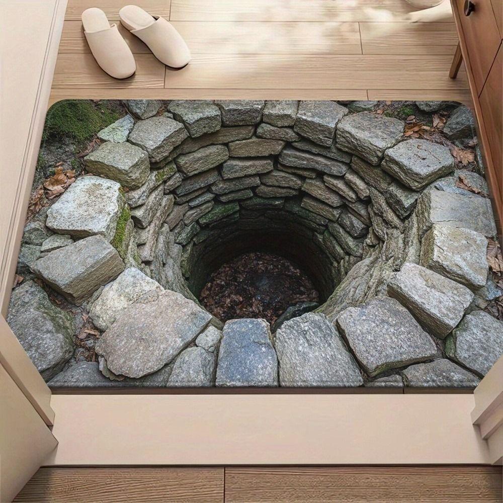 3D Flat Optical Illusion Doormat Water-absorbing Lifelike Bathroom Carpet Non-slip Durable Bedroom Door Rug Entrance Decor