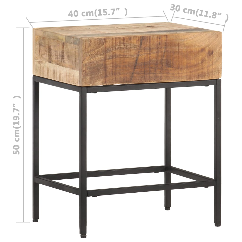 Side Table 40 X 30 X 50 Cm Rough Solid Mango Wood