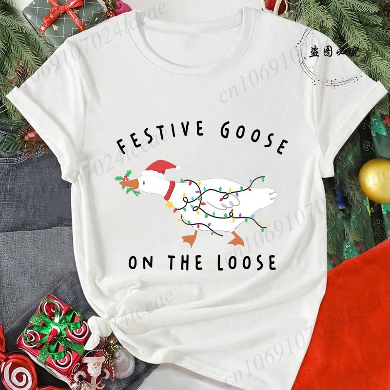 Merry Christmas Reindeer Print TShirts for Women Casual Short Sleeve Tee Shirts Fashion TShirts Womens Christmas Party Tops