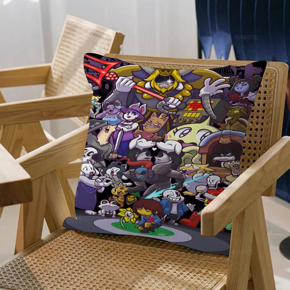 Anime Undertale Game Pillow Covers Cartoon Sofa Decorative Home Double-sided Printing Short Plush Cute Cushion Cover