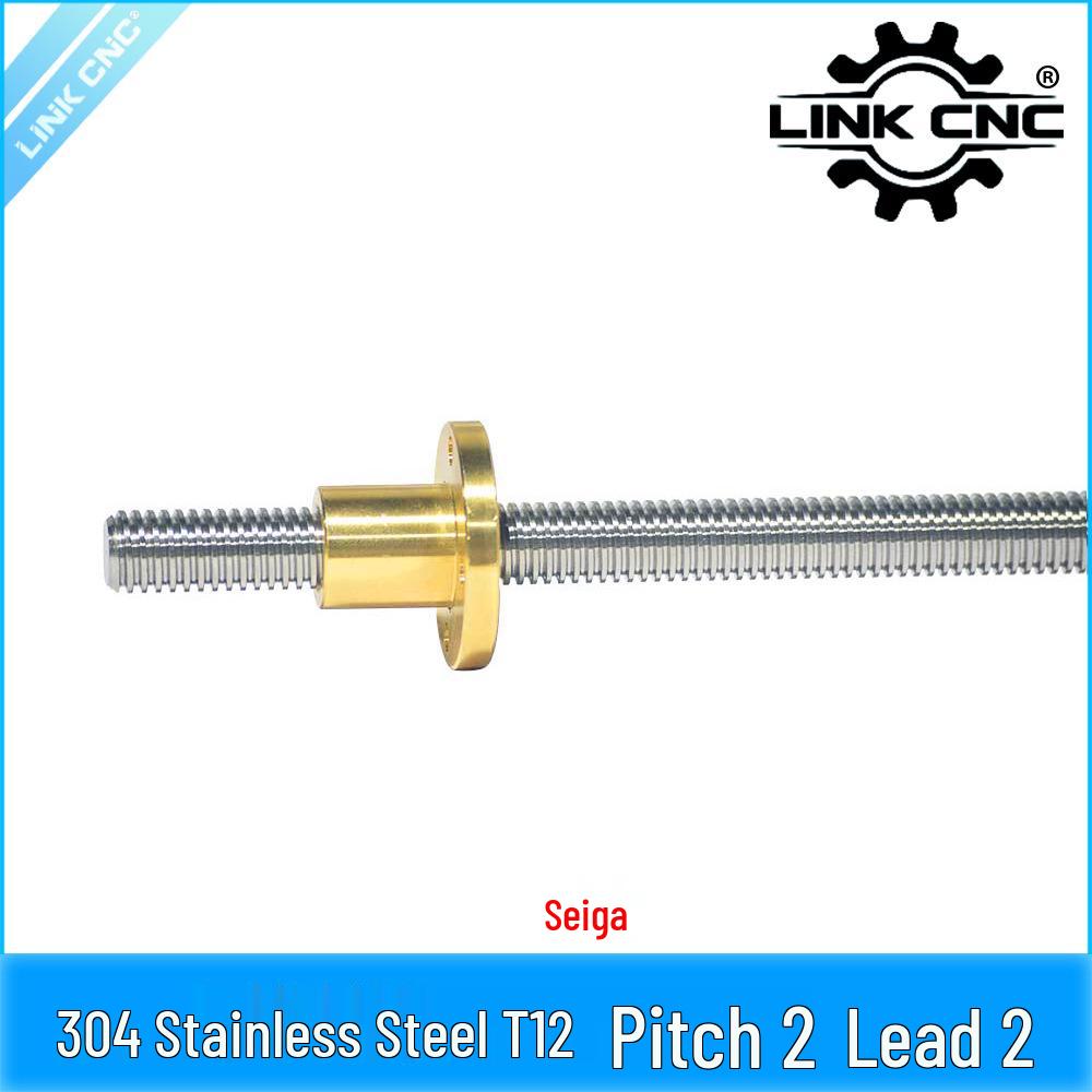 304 Stainless Steel T12 Trapezoidal Lead Screw, 2mm Pitch & Lead, with Nut Lead Screw 100mm with Nut (1 set)