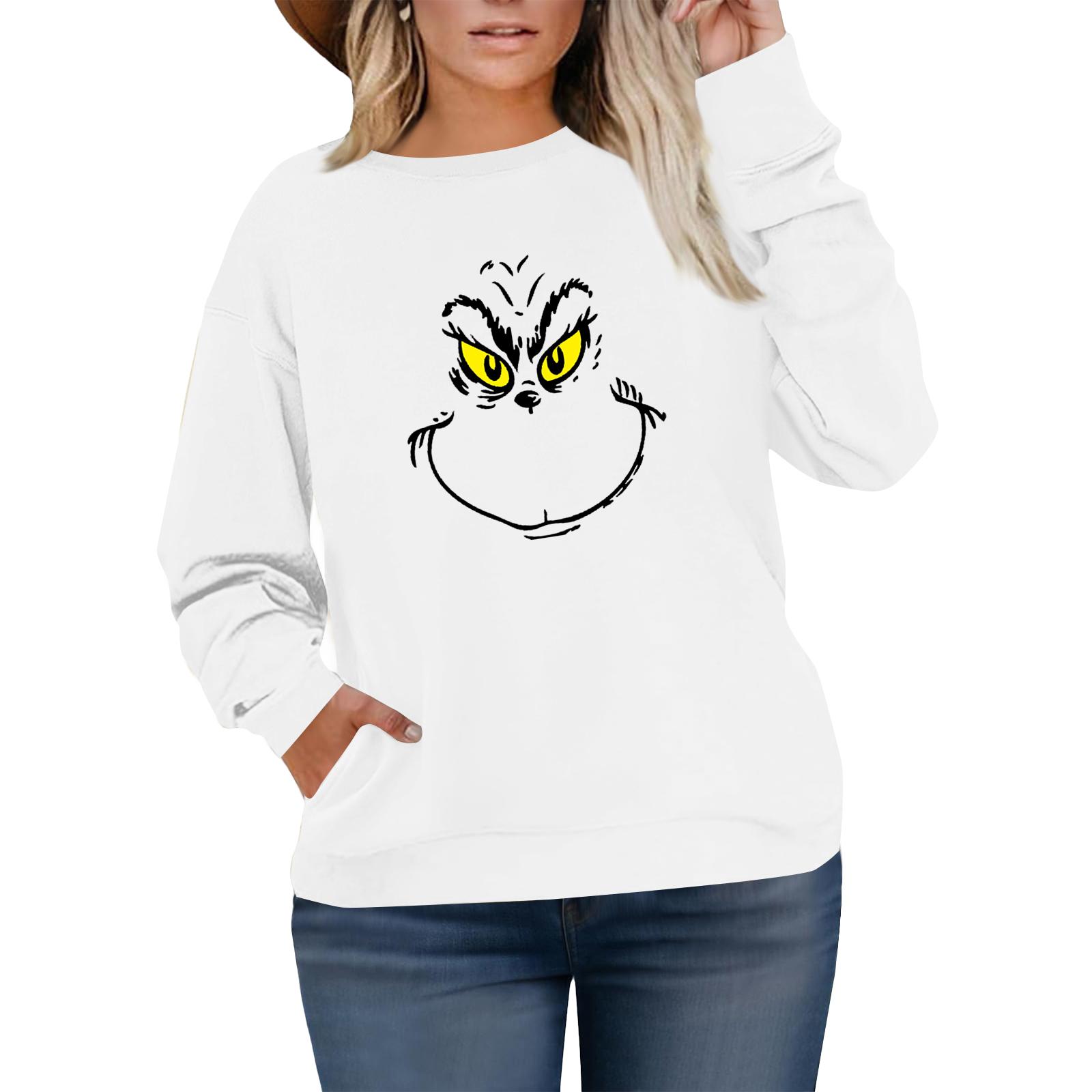 

Женский модный повседневный пуловер большого размера с длинным рукавом и принтом XL белый