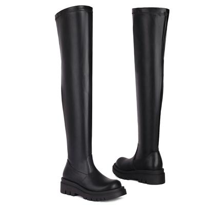 Stivali Alti Sopra il Ginocchio Elasticizzati da Donna 2024 Inverno Sexy Stivali Lunghi Alti Fino alla Coscia Neri Bianchi Scarpe Feticcio da Festa Impermeabili da Donna