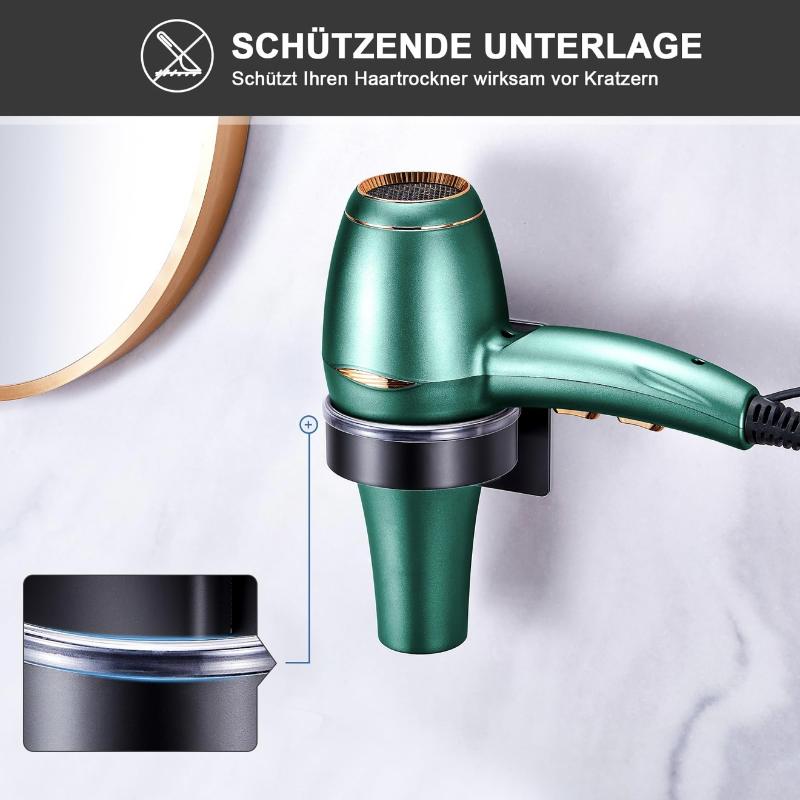 Punch-Free Hairdryer Storage Rack Wall Mounted Hair Dryer Holder Stand Shelf For Home Bathroom Dressing Room No Drill Organizer