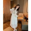 Early Fall High-end Temperament Goddess Model Clothes French Hepburn Style Long Dress White Lace Long-sleeved Dress Sub Plus Size