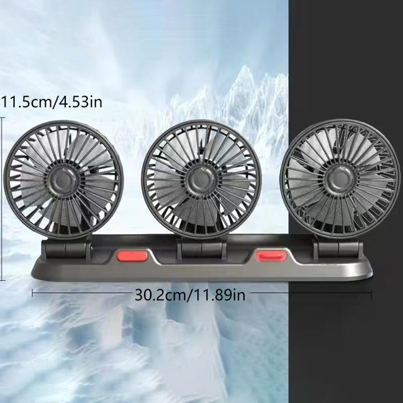 Ventilatore Auto Regolabile a 360° 3 Teste Ventilatore ad Aria Ventilatore Elettrico per Auto Ventilatore USB/12V/24V 2 Velocità Ventilatore Silenzioso per Auto per Casa Scrivania Ufficio&Auto